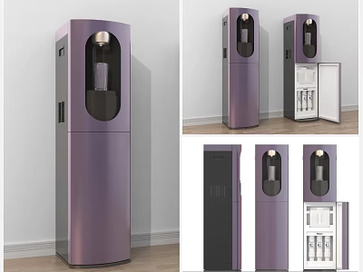 Modern Purple Tall Kitchen Appliance with Open Door and Sleek Design 3d model
