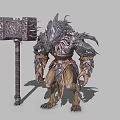 Fantasy Game and Movie Character With Spiked Armor And Giant Hammer