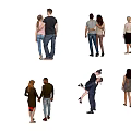 Diverse Groups of People Hugging Standing and Interacting in Casual Poses