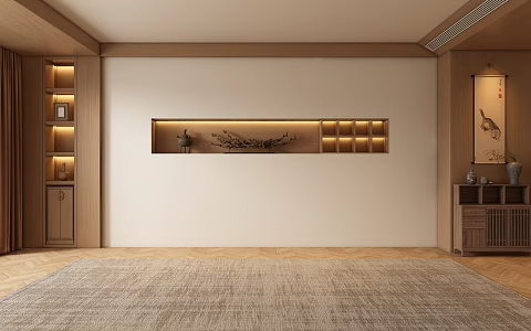 Song-style new Chinese-style living room background wall 3d model