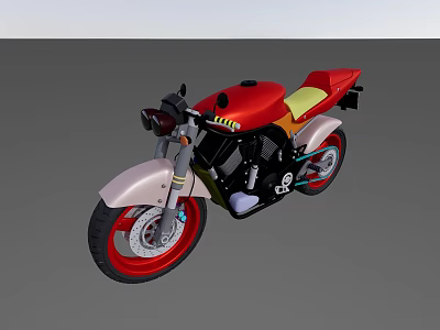 Classic Red And White Motorcycle With Yellow Seat Sporty Wheels And Sleek Bodywork 3d model