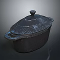 Durable Cast Iron Cooking Pot With Fitted Lid Two Side Handles And Textured Surface Design