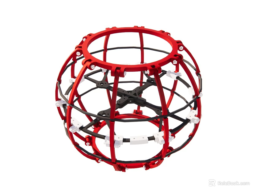 Red And Black Spherical Protective Frame With Reinforced Structure For Equipment 3d model 
