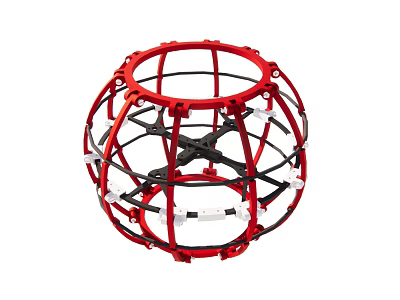 Red And Black Spherical Protective Frame With Reinforced Structure For Equipment 3d model