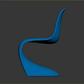 Sleek Blue Chair Featuring Curved Ergonomic Design And Smooth Plastic Surface Against Dark Background