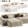 Cozy Two Seater Sofa With Beige Linen Fabric And Decorative Cushions