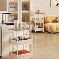 Modern Multi Tier Kitchen Storage Shelf With Wheels For Cans And Vegetables 3d model