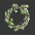 Cartoon Scene Featuring Floral Wreath With Vines Colorful Flowers Green Leaves And White Pom Poms