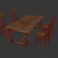 Wooden Dining Table Furniture with Four Rustic Wooden Chairs Classic Design For Home Dining Room
