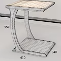 Wooden Side Table with Curved Legs and Square Base on Wooden Floor White Wall Background