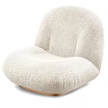 Beige Plush Fabric Accent Chair With Curved Design And Gold Base