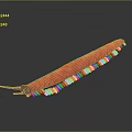 Red Long Bodied Millipede With Numerous Legs On Dark Background 3d model