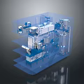 Industrial Equipment Multi Layer Structure With Tanks Pipes And Mechanical Components