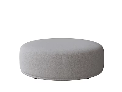 Modern Gray Round Ottoman with Soft Fabric Upholstery for Home Decor 3d model