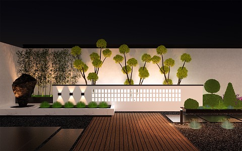 Modern courtyard wall 3d model