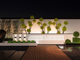 Modern courtyard wall 3d model