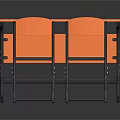 Orange Desk And Two Chairs Furniture Set With Gray Metal Legs