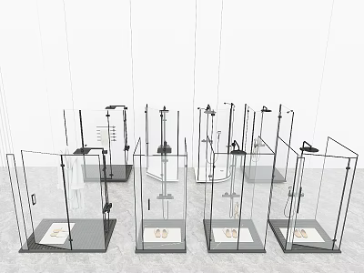 Stylish Shower Sauna Units With Glass Enclosure And Modern Control Panels 3d model