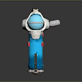 Futuristic Weapon With Blue White Body Red Accents And Metallic Components