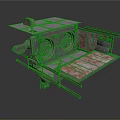 Vintage Industrial Vehicle Featuring Rusted Metal Structure Open Platform And Mechanical Parts