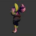 Vibrant 3D Cartoon Creature Character With Large Ears Pink Glasses Green Skin Hoodie And Shorts