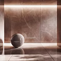 Elegant Sphere Component In Modern Interior With Polished Marble Wall And Floor 3d model