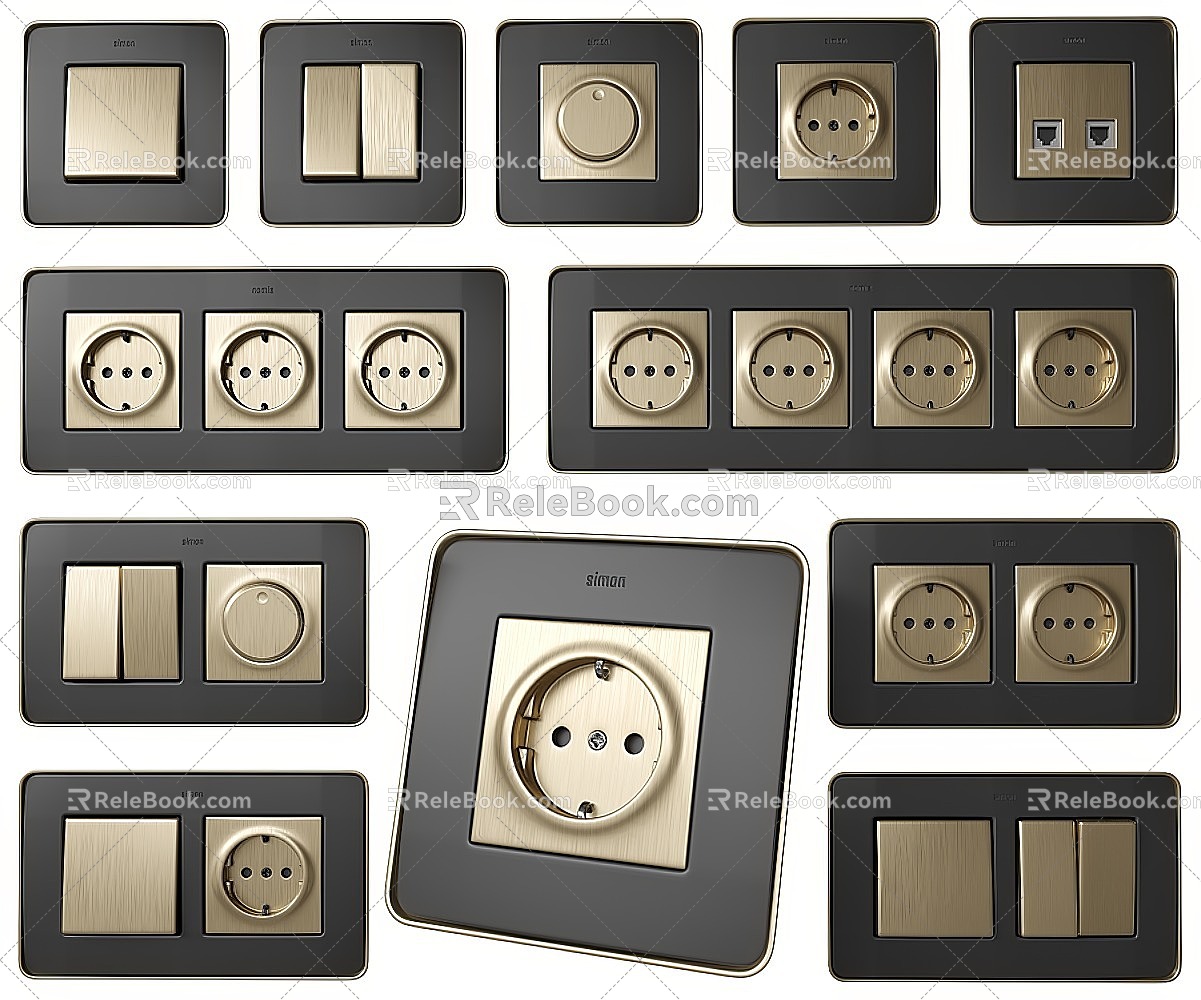 Simon medieval switch socket switch panel 3d model