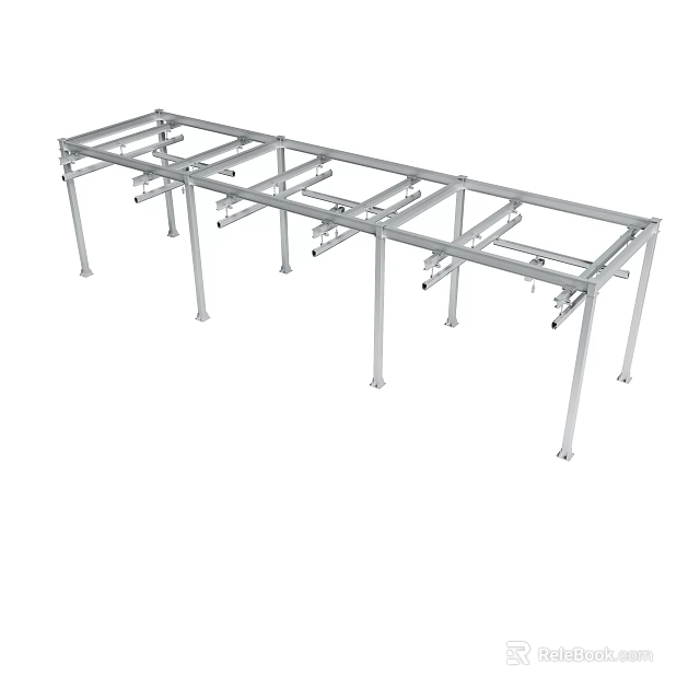 Sturdy Metal Frame Structure With Support Bars For Industrial Assembly 3d model