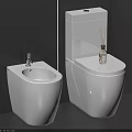 Modern White Toilet And Bidets With Essential Oil Diffuser In Bathroom