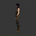Game And Movie Character Wearing Brown Vest Outfit With Headscarf Knee Pads And Boots