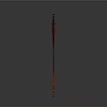 Ornate Gothic Weapon with Long Handle and Red Crescent Blade Metallic Structure and Decorative Details