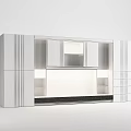 Modern TV Cabinet Design With White Frame Brown Wooden Accents And LED Lighting Shelves
