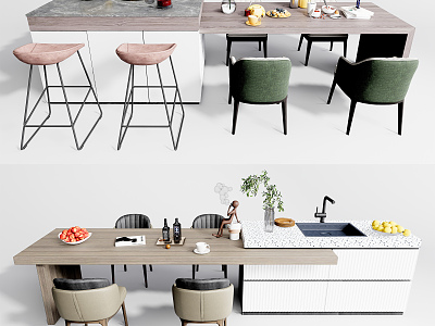 Modern Dining Table and Chair Combination Home Dining Table and Chair Dining Table and Bar Combination model