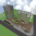 Modern Office Building Complex With Green Architecture And Open Plaza Design 3d model