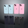 Apple Smartphones In Multiple Colors With Various Rear Camera Designs 3d model