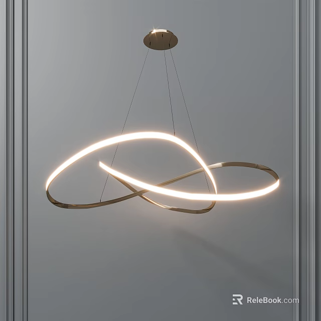 Modern Intertwined Ring Pendant Light with LED Lighting for Contemporary Interior Design 3d model