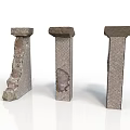 Ancient Stone Pillars With Damaged And Intact Structures And Rough Texture 3d model