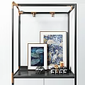 Modern Decorative Accessories Set With Framed Artworks Flamingo Leaf Patterns And Small Ornaments
