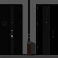Modern Black Parent Child Doors With Vertical Stripes And Metal Door Locks