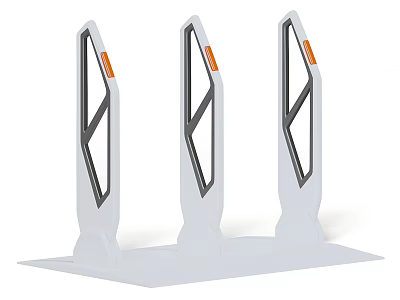 Public Facility Access Control Barriers Three White Units With Orange Indicators Black Geometric Design Base 3d model