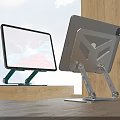Computer Monitor and Tablet on Modern Adjustable Metal Stands with Clear