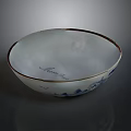 Hand Carved White Bowl With Brown Rim And Blue Decorative Patterns Marguerite Lettering