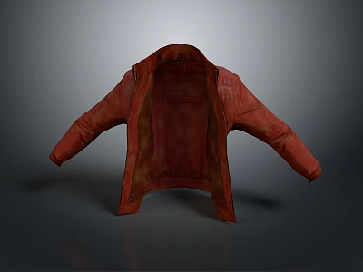 Red Casual Coat For Daily Use With Open Front And Soft Material Design 3d model