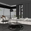 Modern Living Room With Beige Sofa Marble Coffee Table Mountain View And Large Windows
