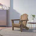 Wooden Leisure Chair Classic Design With Side Table Plant Books Vase On Rug Wooden Floor