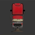 Red Recliner Chair With Black Armrests Footrest And Metal Base Design