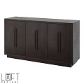 Modern Minimalist Wooden Sideboard With Three Doors And Black Handles Dark Finish
