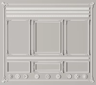 Various Styles Of Decorative Gypsum Moldings With Ornate Patterns For Interior Decoration 3d model