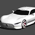 White Mercedes Sports Car Parked On Green Lawn With Trees And City View