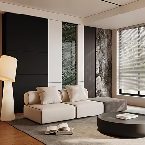 Living room sofa coffee table carpet decoration 3d model